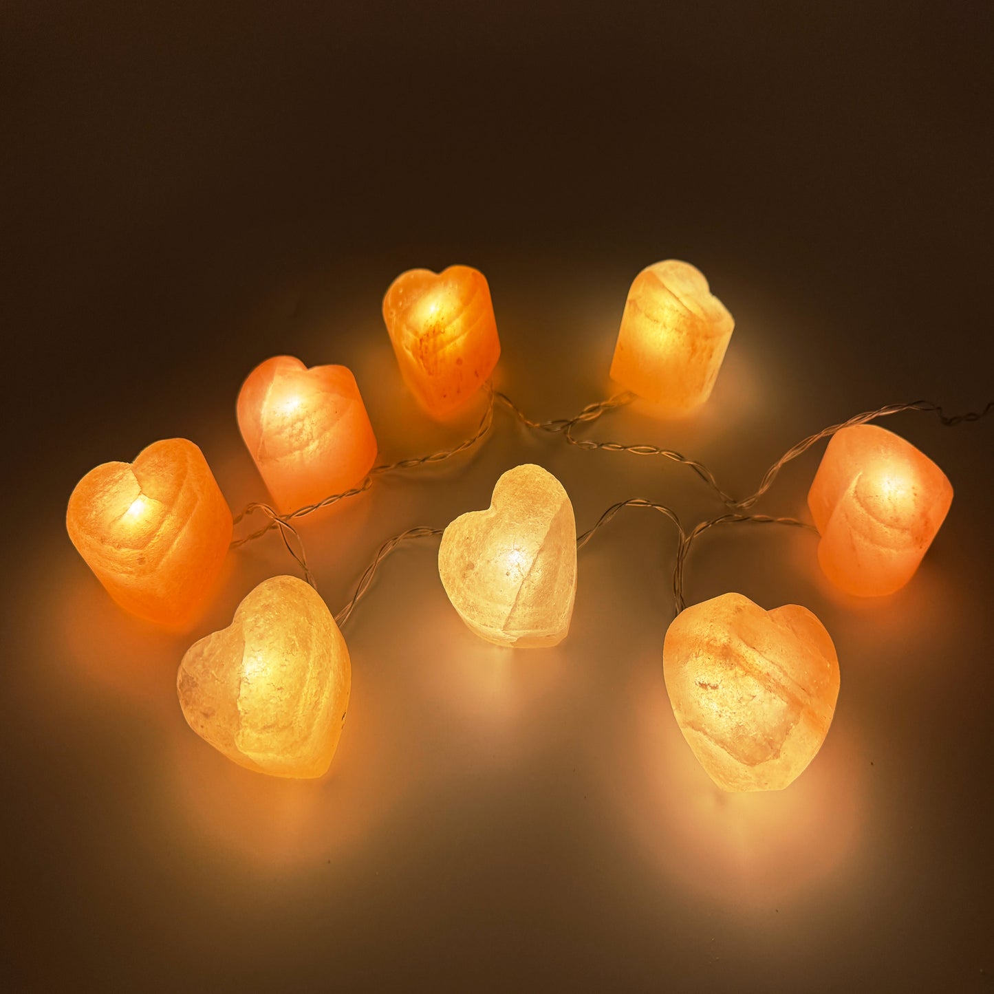 LED-Lichterkette mit 8 Salzkristallen - HERZ