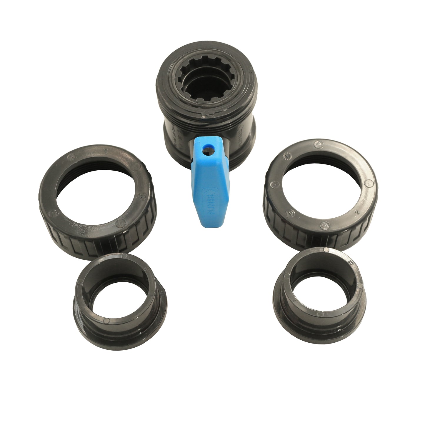 PVC Kugelhahn blauer Griff 50mm Klebemuffe