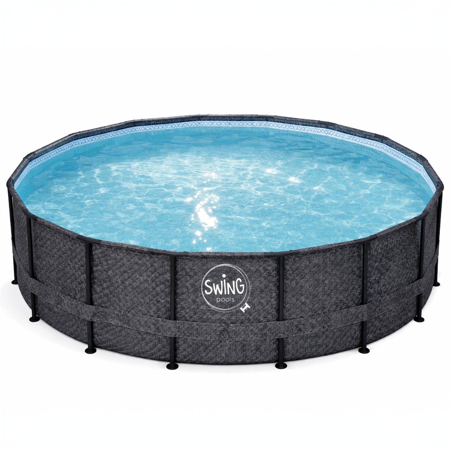 Frame Pool Rund - Grau - 305 x 76 cm (Fischgrätenmuster)