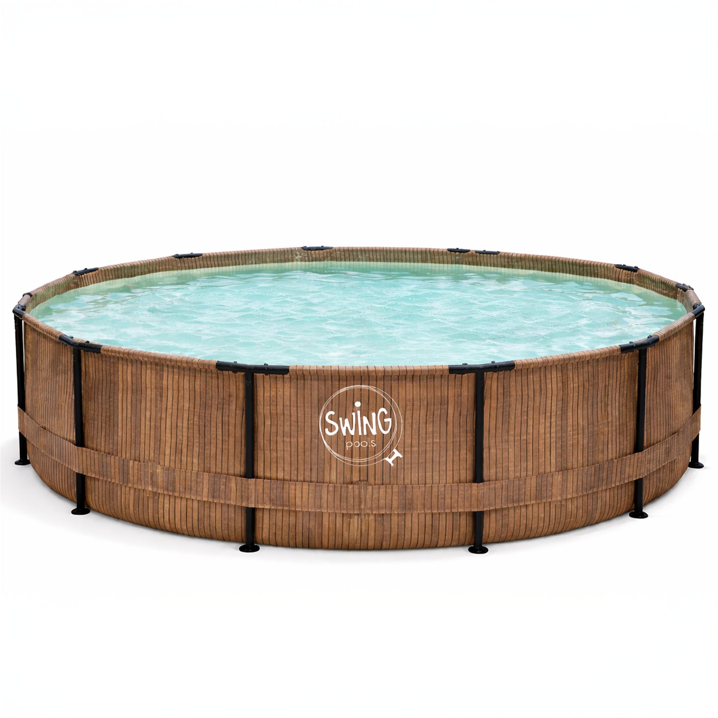 Frame Pool Rund - Holzoptik - 366 x 91 cm