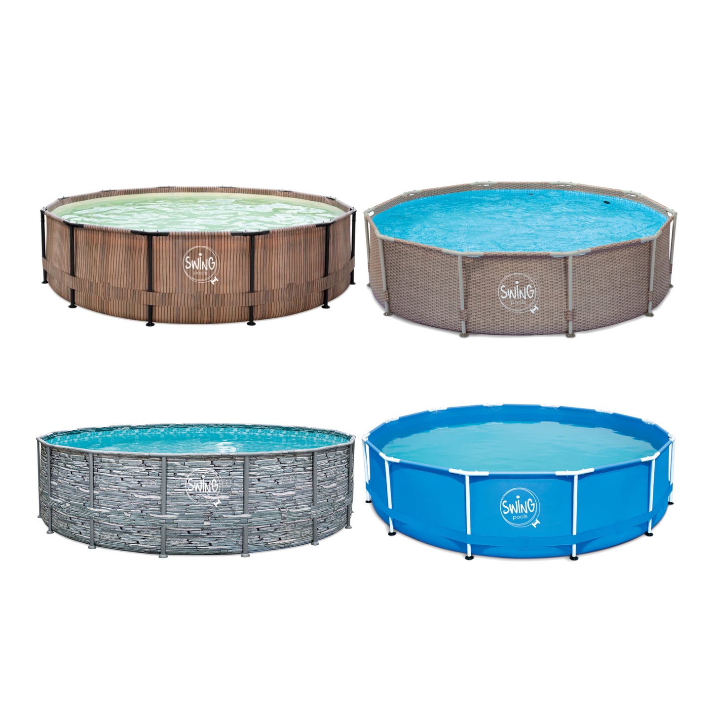 Frame Pool Rund - Grau - 305 x 76 cm (Dreifaches Korbflecht)