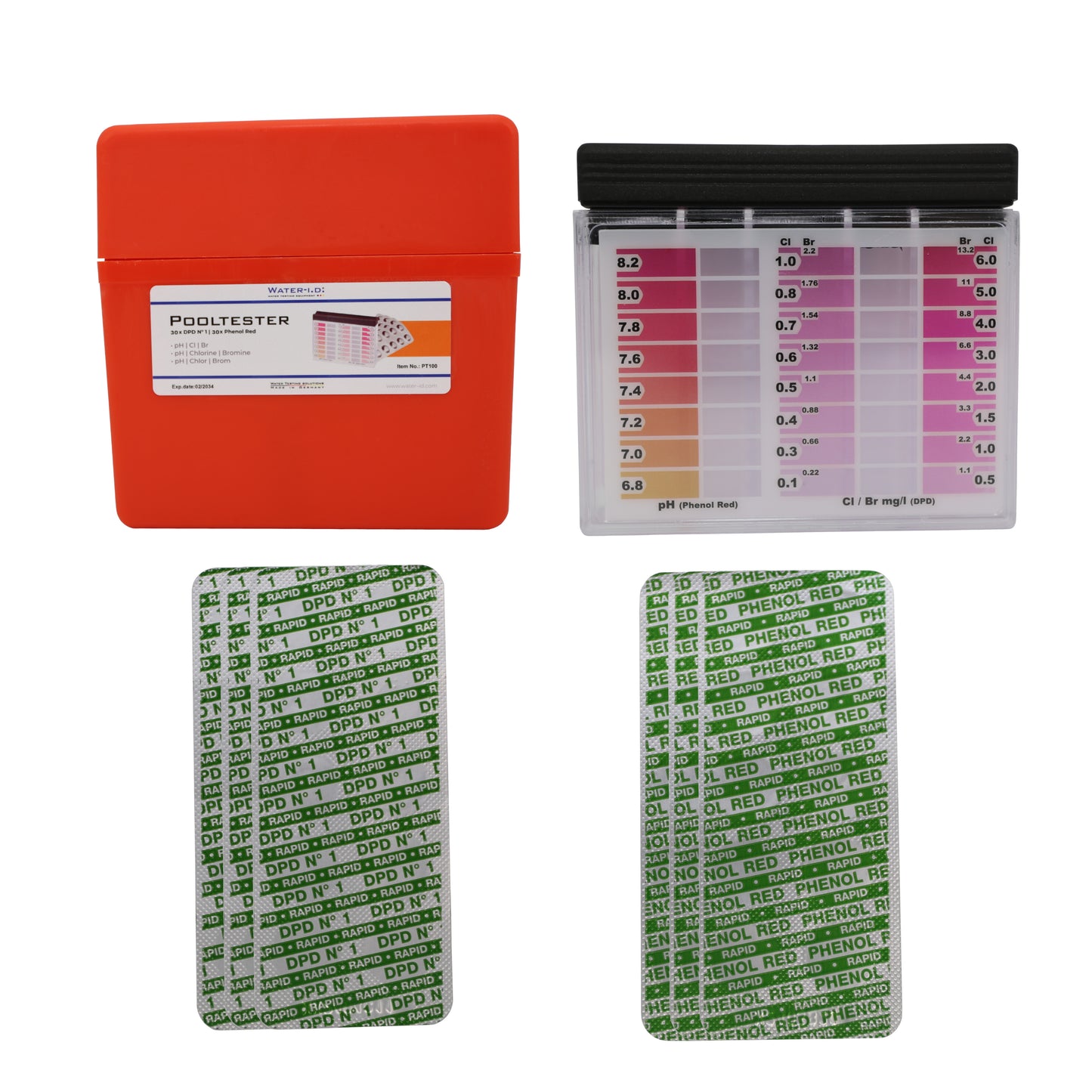 Pooltester mit 60 Testtabletten Rapid (30x Phenol Red & DPD No 1)