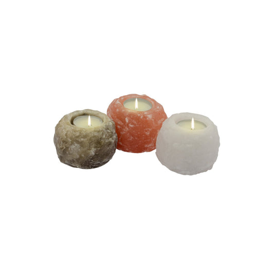 Teelichthalter Set ROCK-TRIO (Rosa, Weiß, Grau je 400g)