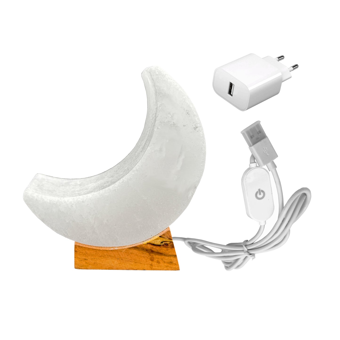 USB Salzlampe HALBMOND Weiß