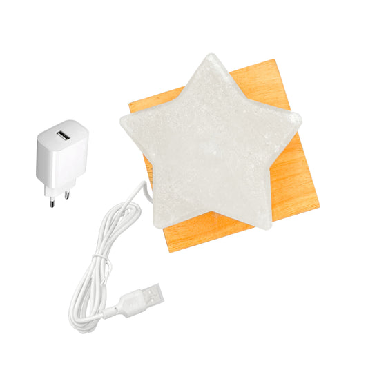 USB Salzlampe STERN Weiß