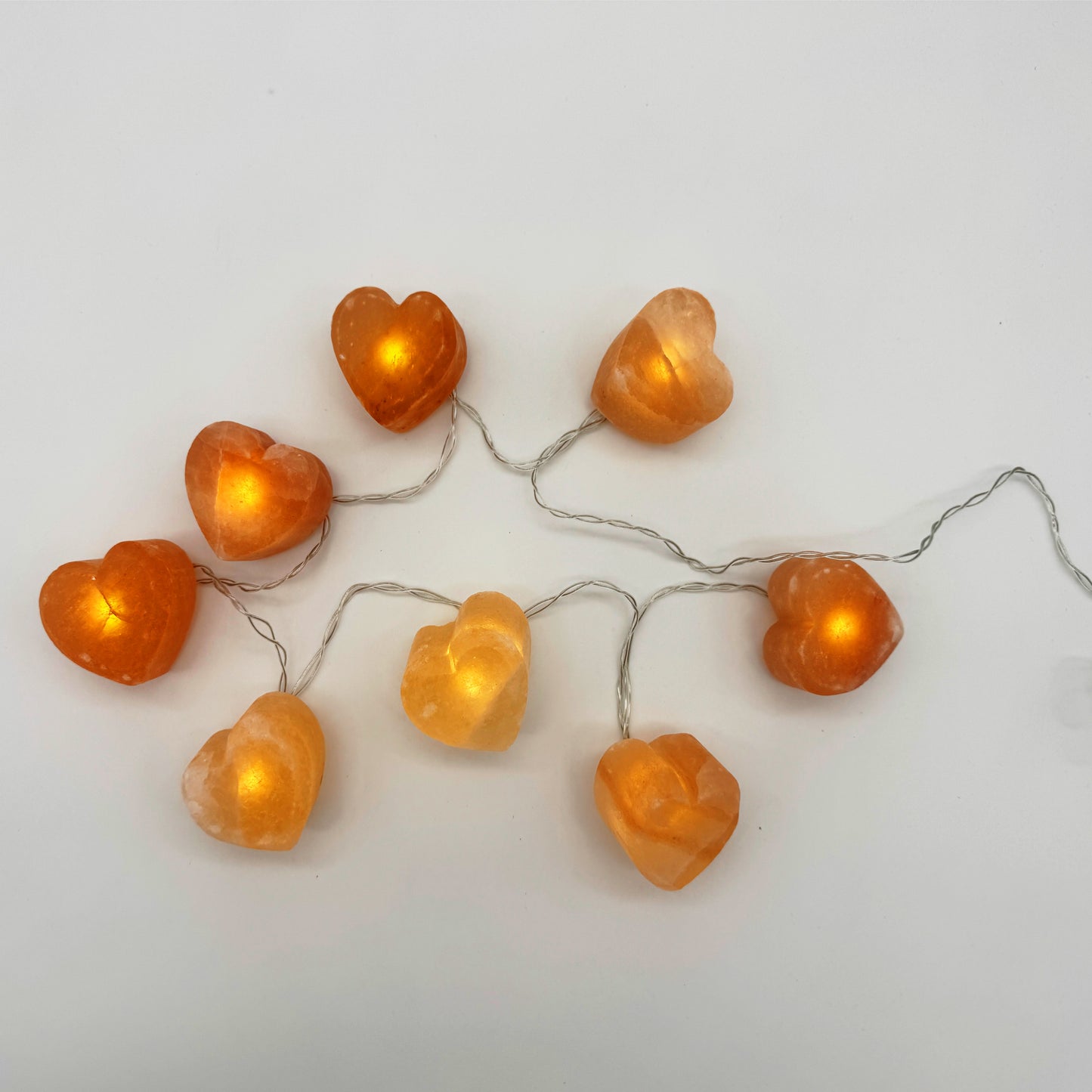 LED-Lichterkette mit 8 Salzkristallen - HERZ