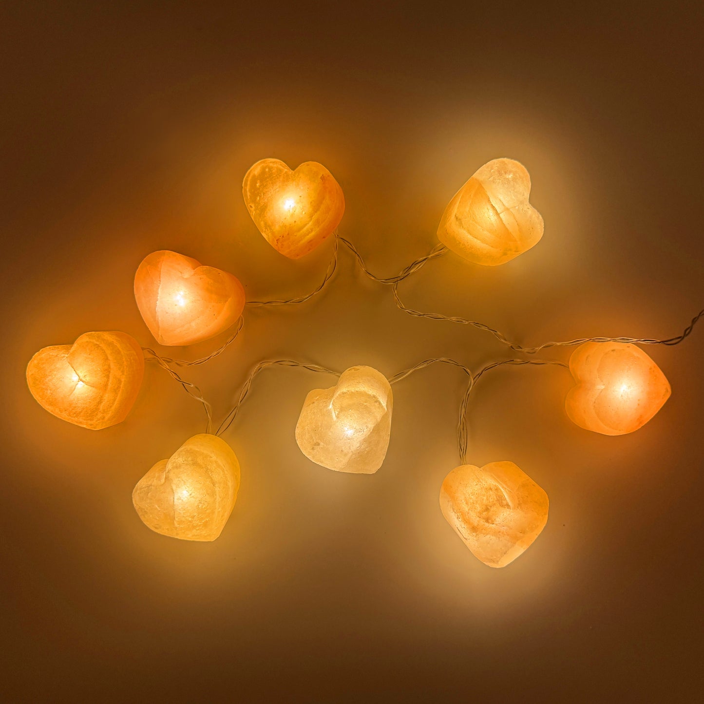 LED-Lichterkette mit 8 Salzkristallen - HERZ