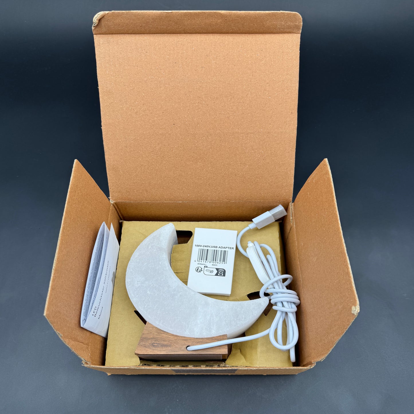 USB Salzlampe HALBMOND Weiß