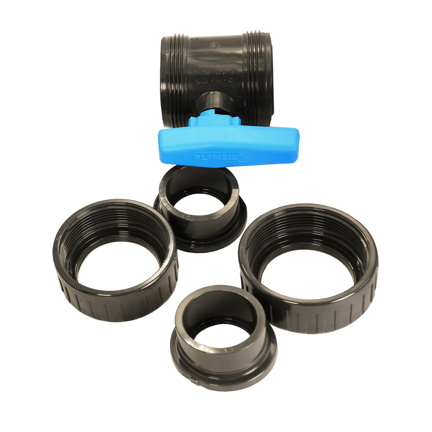 PVC Kugelhahn blauer Griff 40mm Klebemuffe