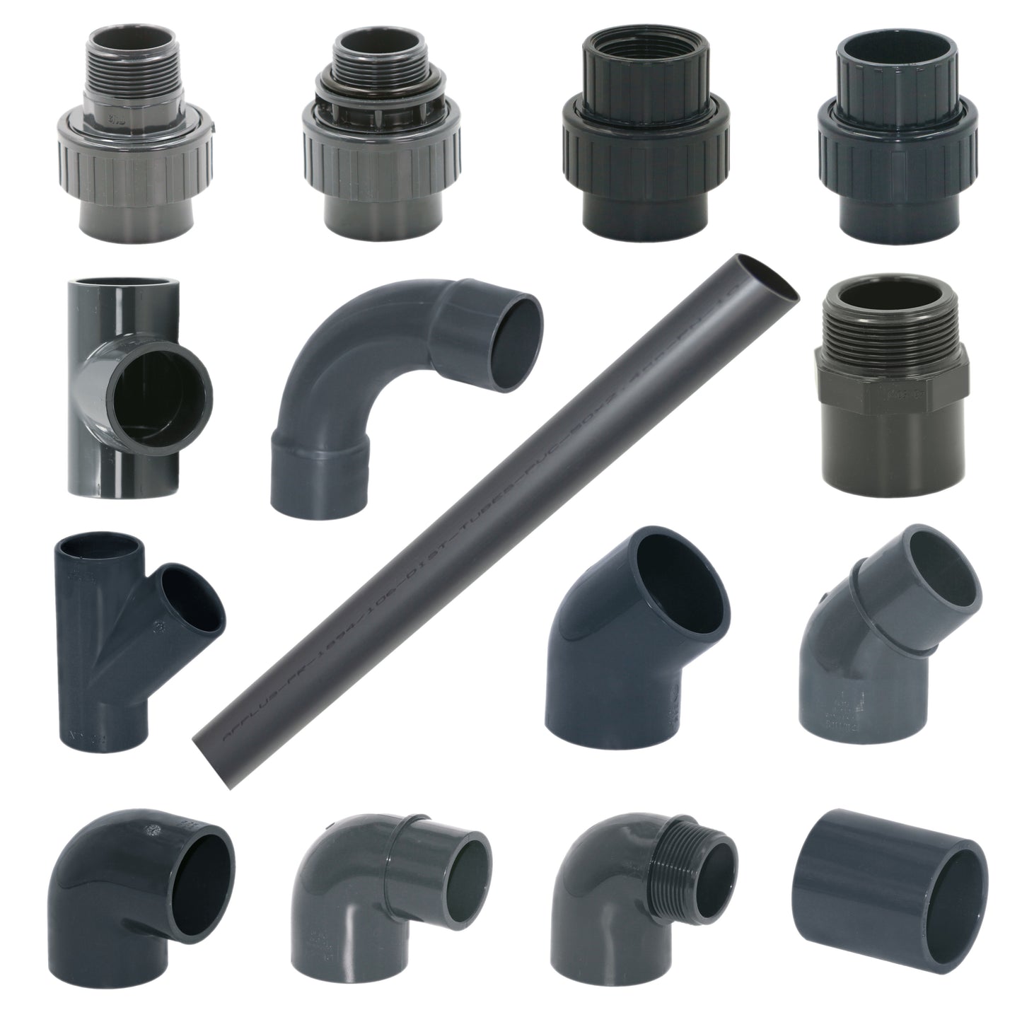 PVC Druckrohr Grau 50mm - 1 Meter