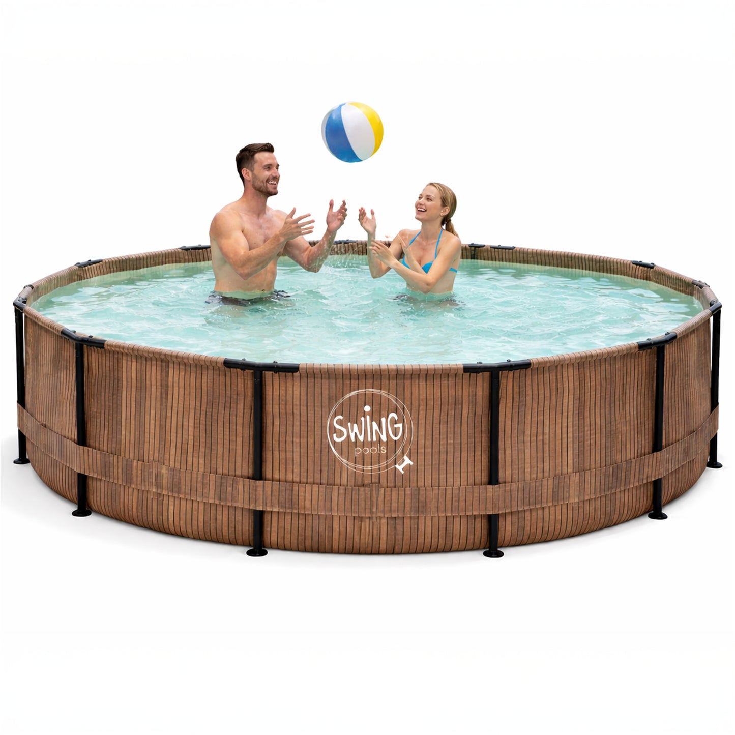Frame Pool Rund - Holzoptik - 366 x 91 cm