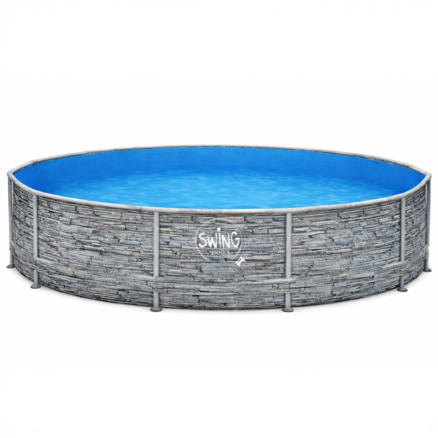 Frame Pool Rund - Steinoptik - 366 x 91 cm