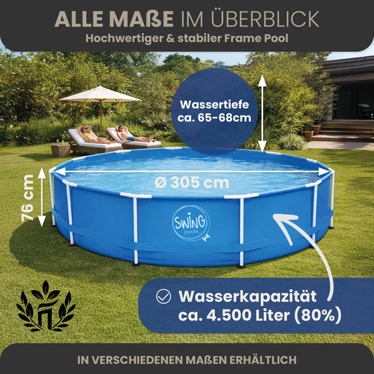 Frame Pool Rund - Steinoptik - 305 x 76 cm