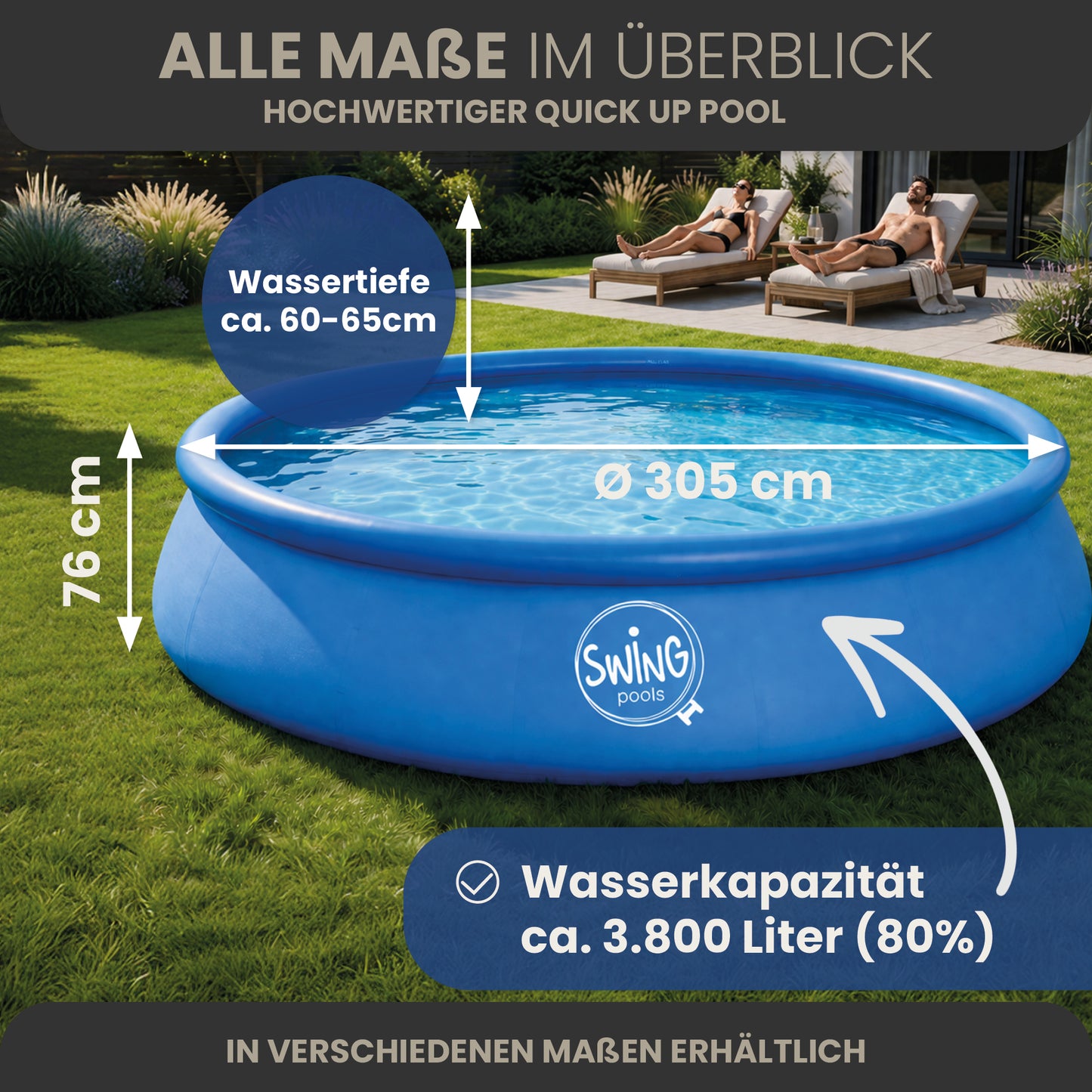Quick Up Pool - Blau - 305 x 76 cm