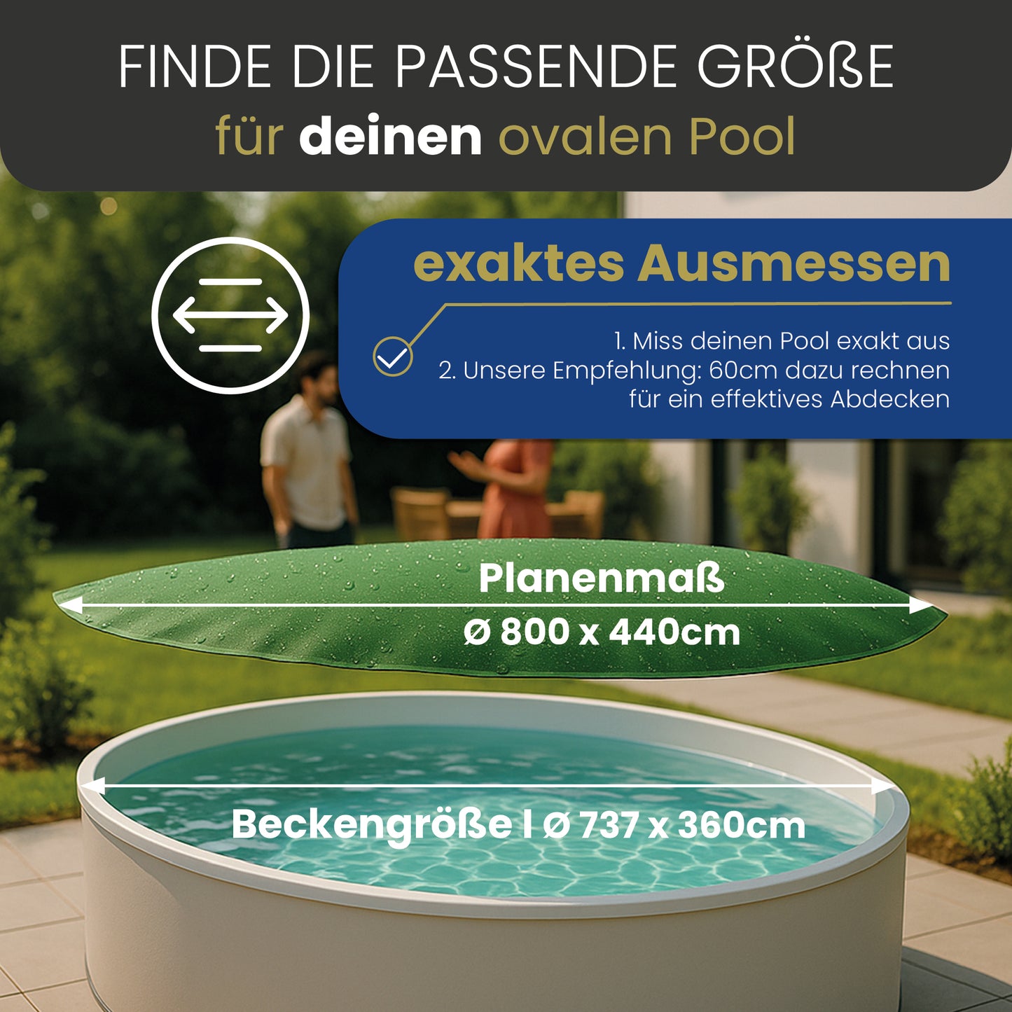 Abdeckplane OVAL 110g/m² - 737 x 360cm