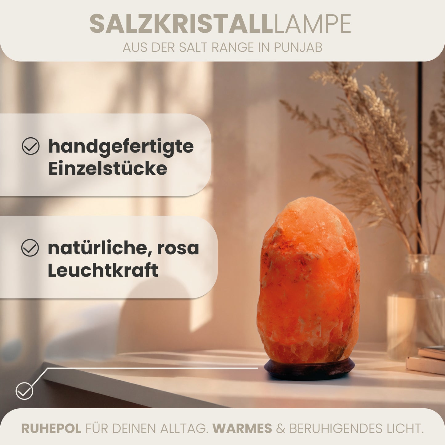 Salzlampe Naturform in Rosa 7-9 kg