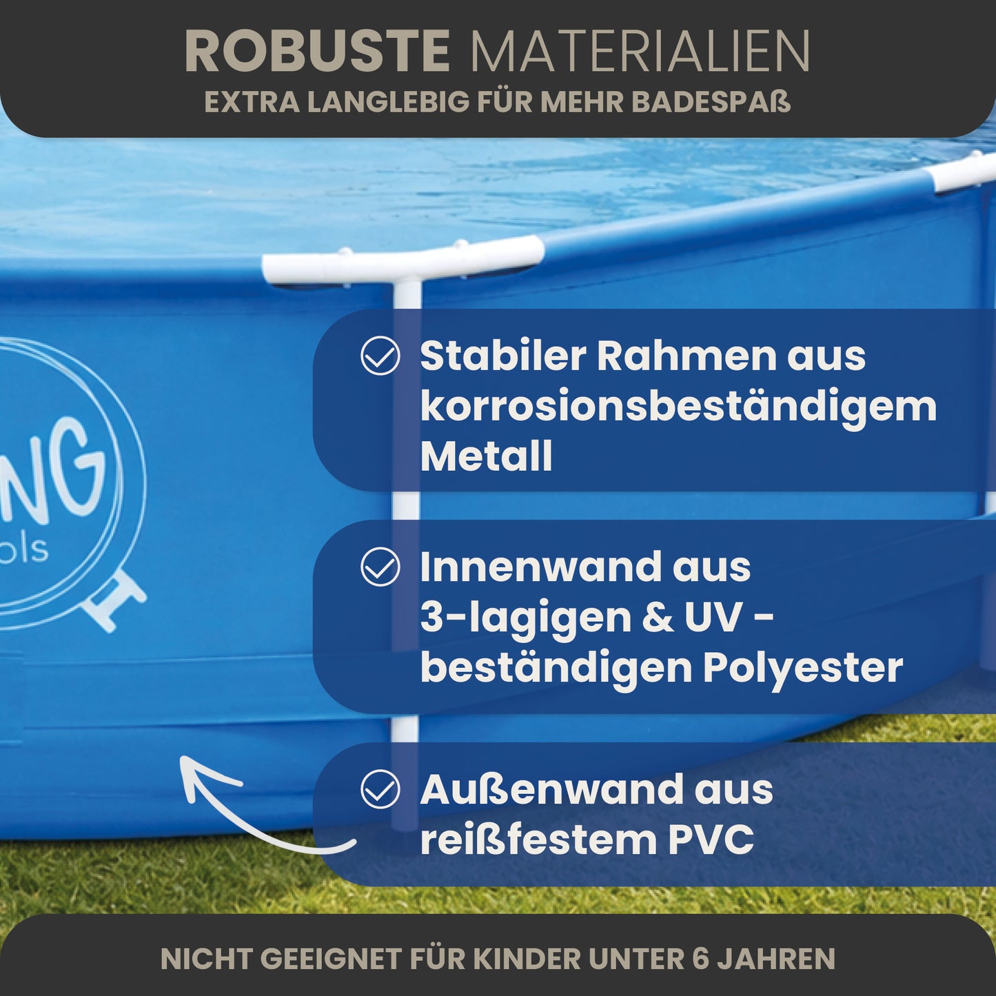 Frame Pool Rund - Steinoptik - 366 x 91 cm