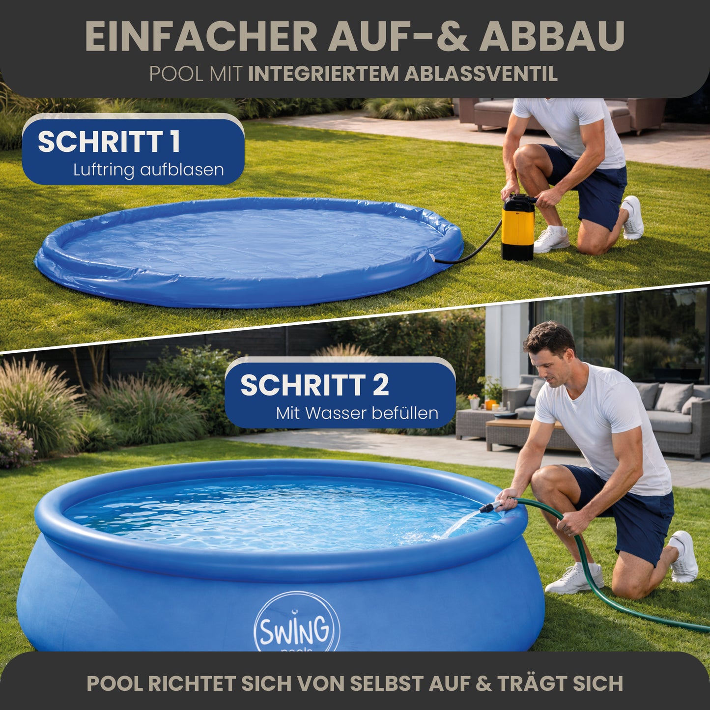 Quick Up Pool - Blau - 366 x 76 cm