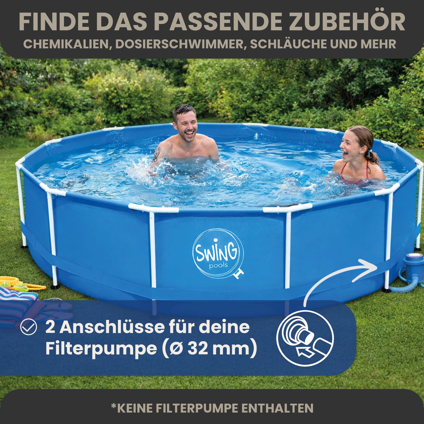 Frame Pool Rund - Steinoptik - 366 x 91 cm
