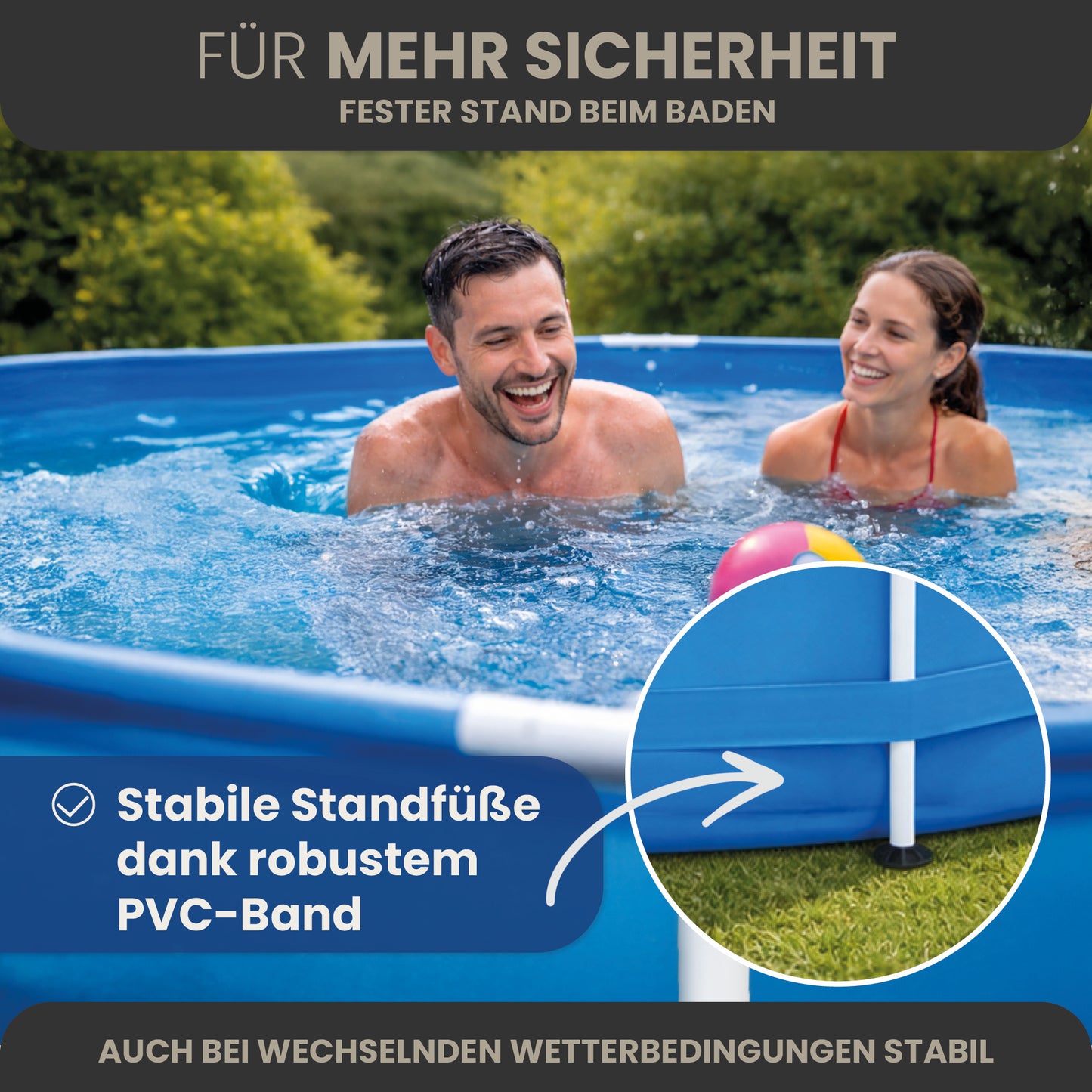 Frame Pool Rund - Steinoptik - 366 x 91 cm
