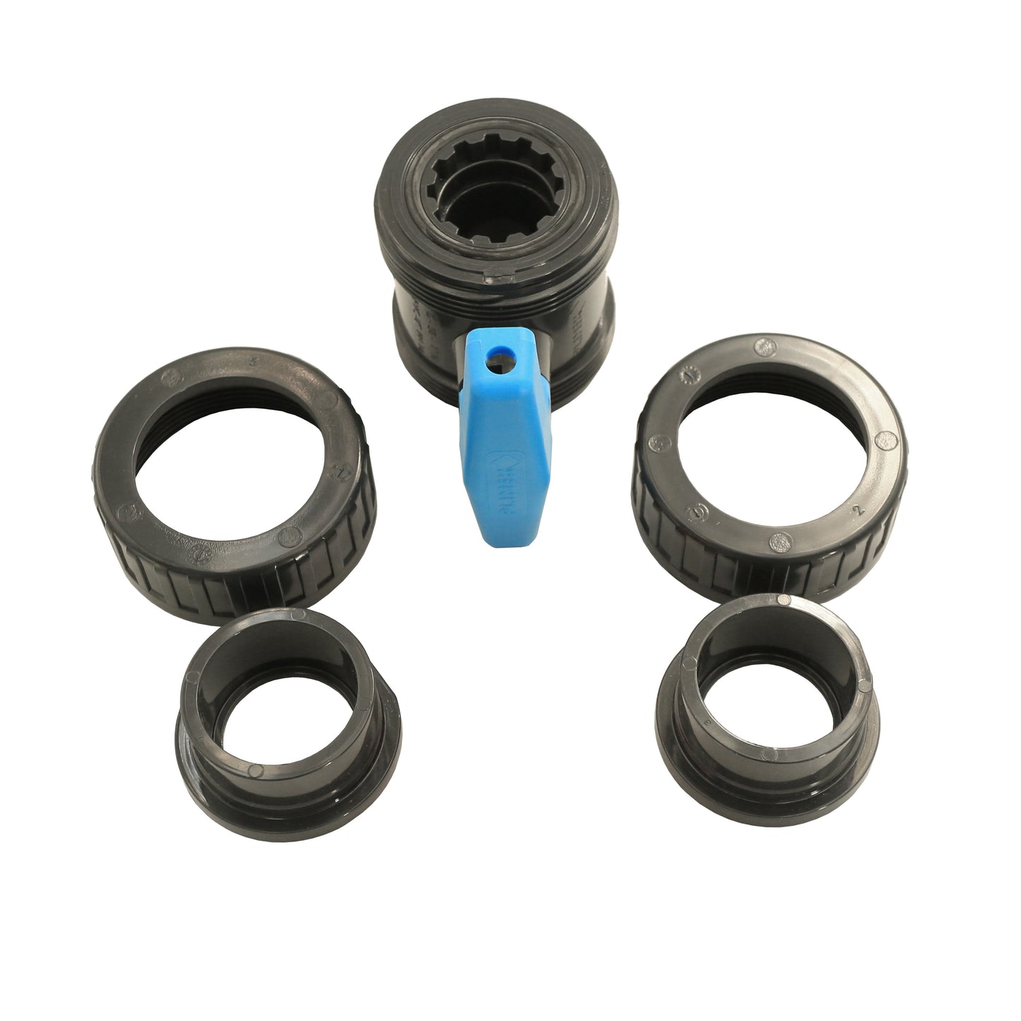 PVC Kugelhahn blauer Griff 63mm Klebemuffe