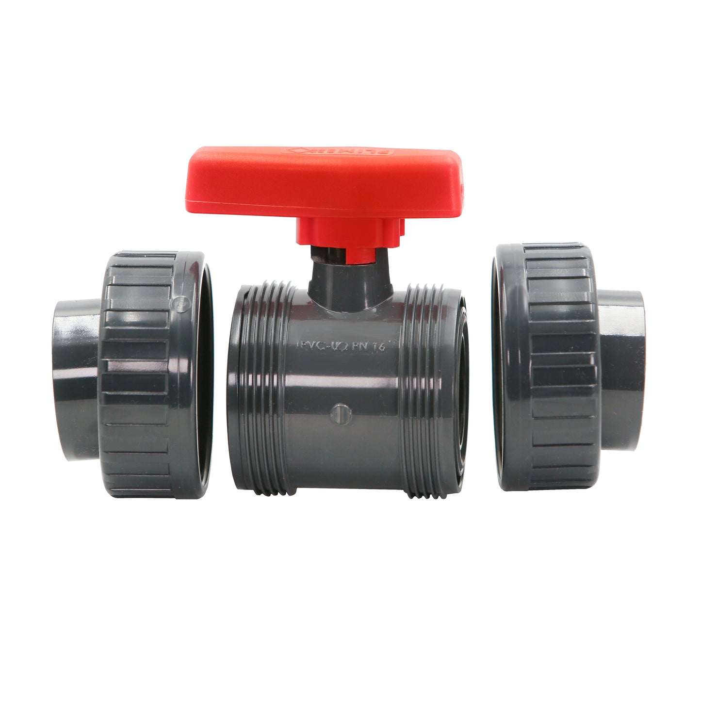 PVC Kugelhahn roter Griff 63mm Klebemuffe