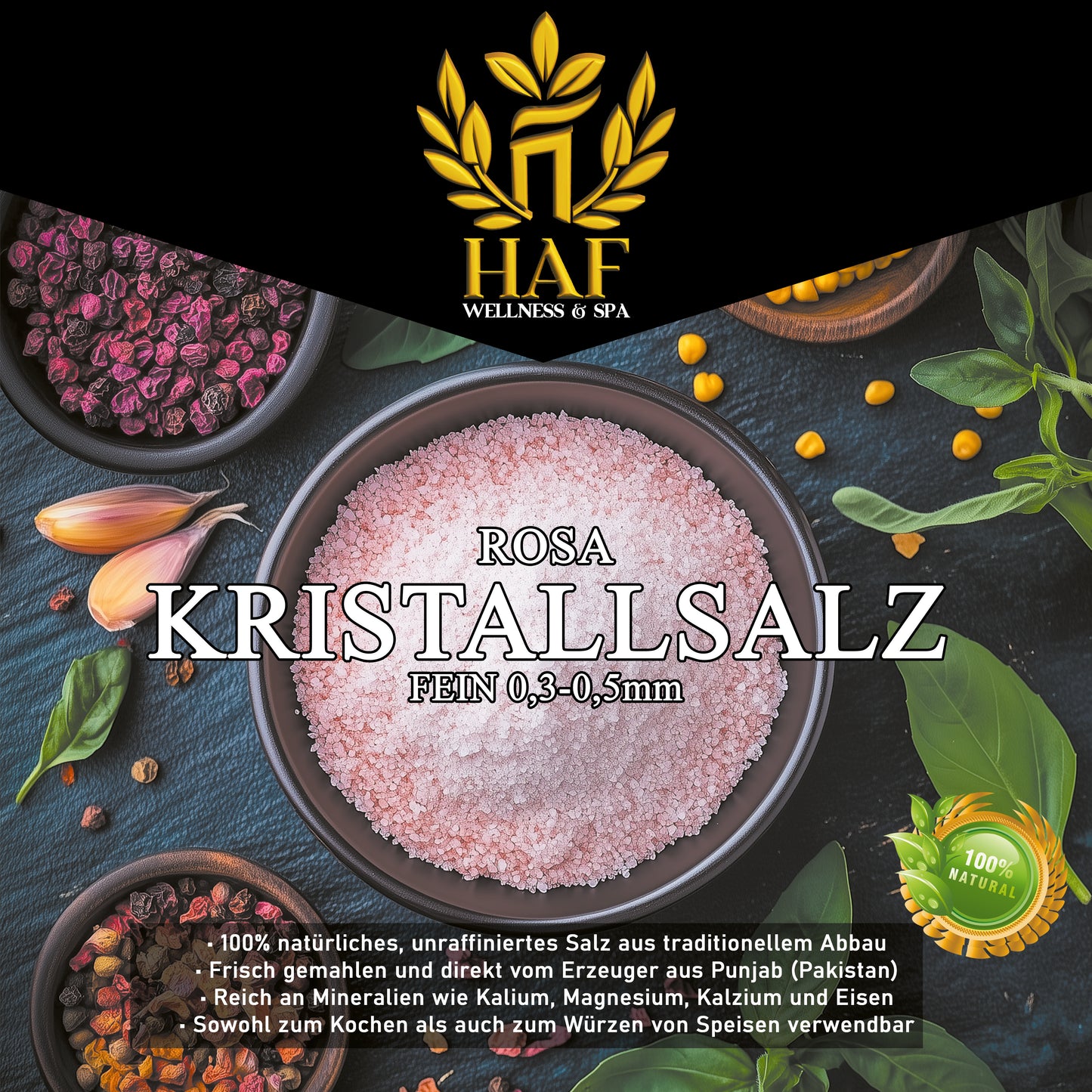 Speisesalz Rosa fein 0,3 - 0,5 mm - 1 kg