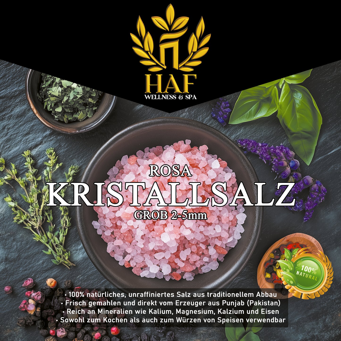 Speisesalz Rosa Granulat 2 - 5 mm - 1 kg