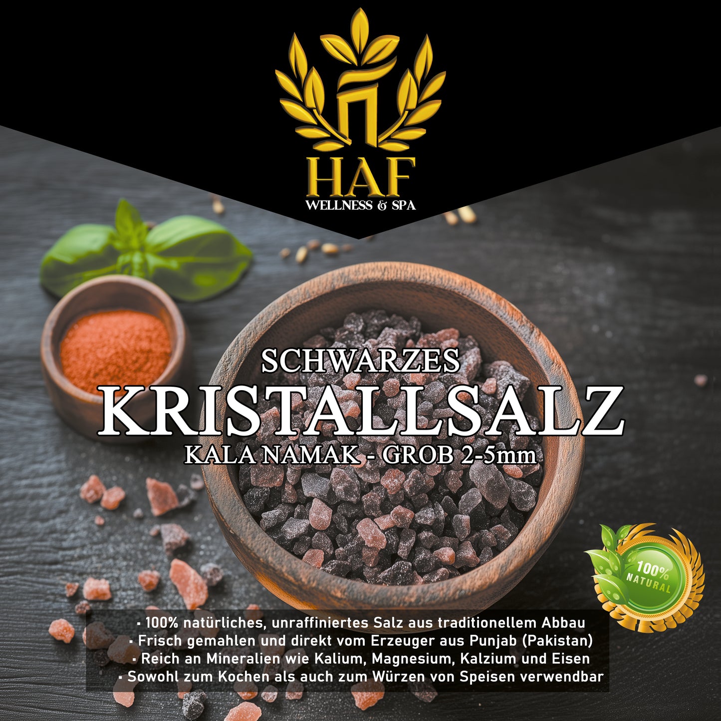 Speisesalz Schwarz Granulat 2 - 5 mm - 1 kg