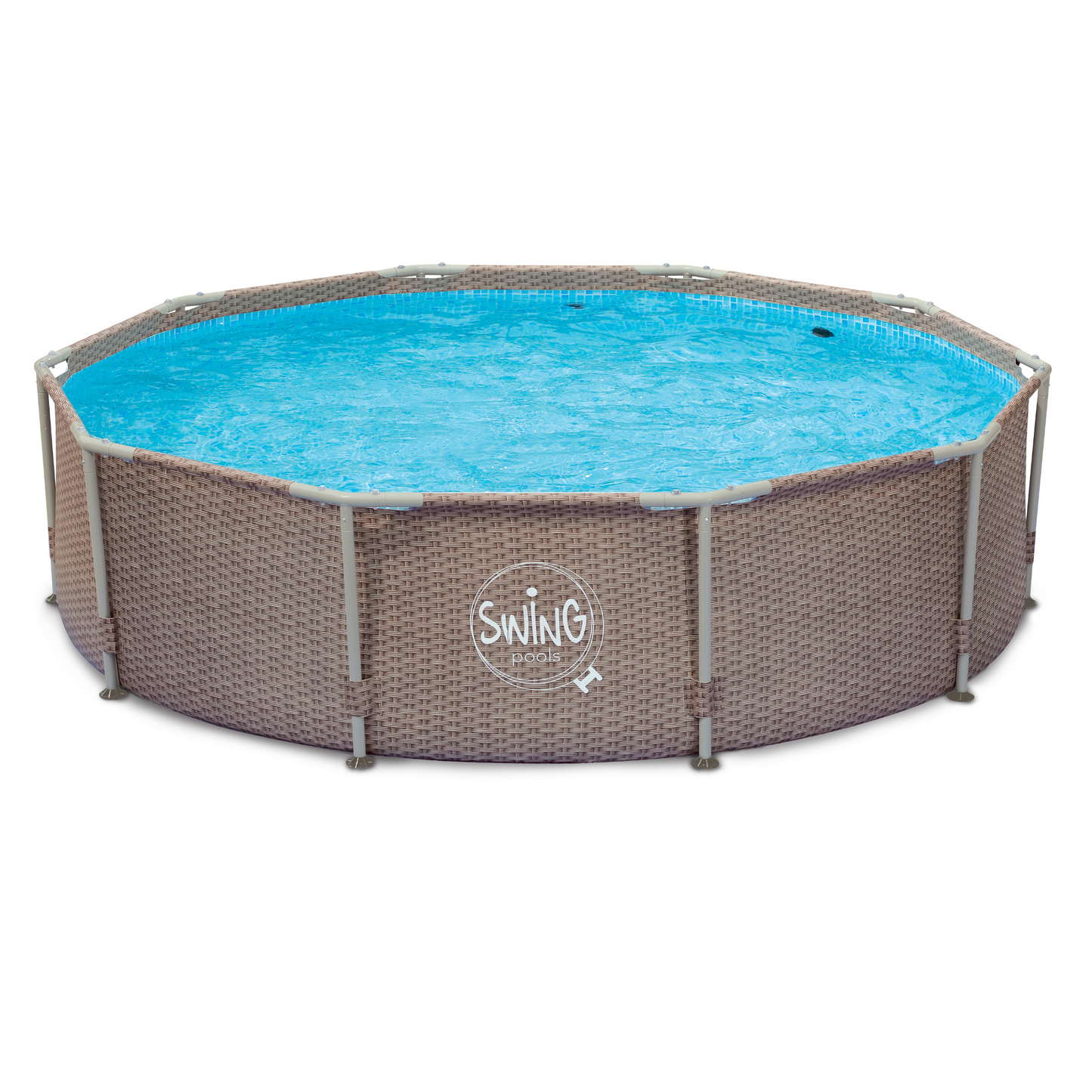Frame Pool Rund - Grau - 305 x 76 cm (Dreifaches Korbflecht)