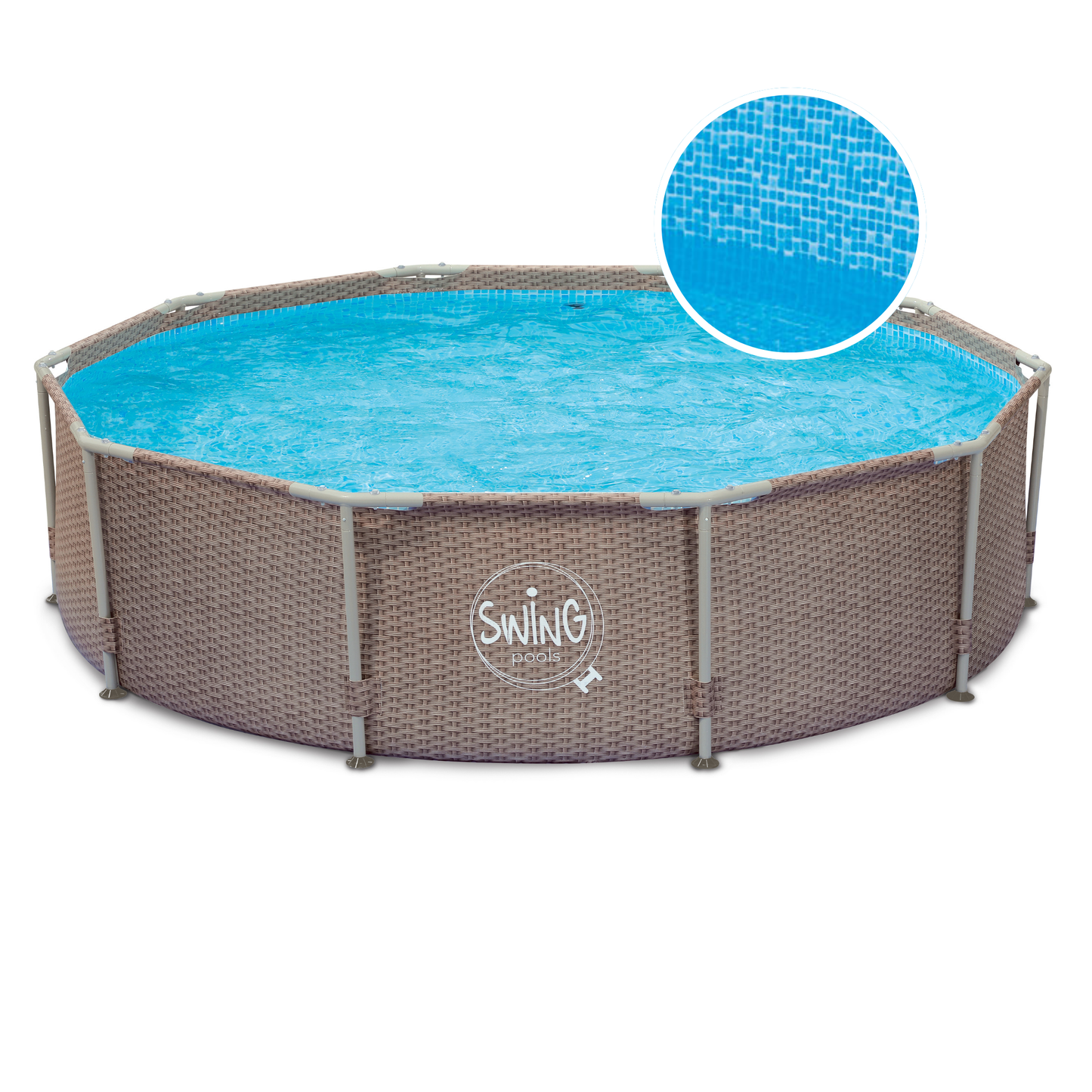 Frame Pool Rund - Grau - 305 x 76 cm (Dreifaches Korbflecht)
